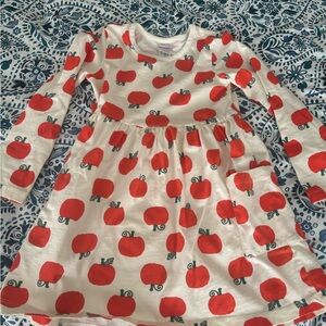 Kids Apple Print Dress - Red